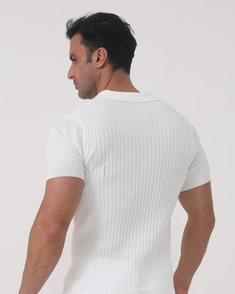 Florence Ribbed Cotton Polo Shirt