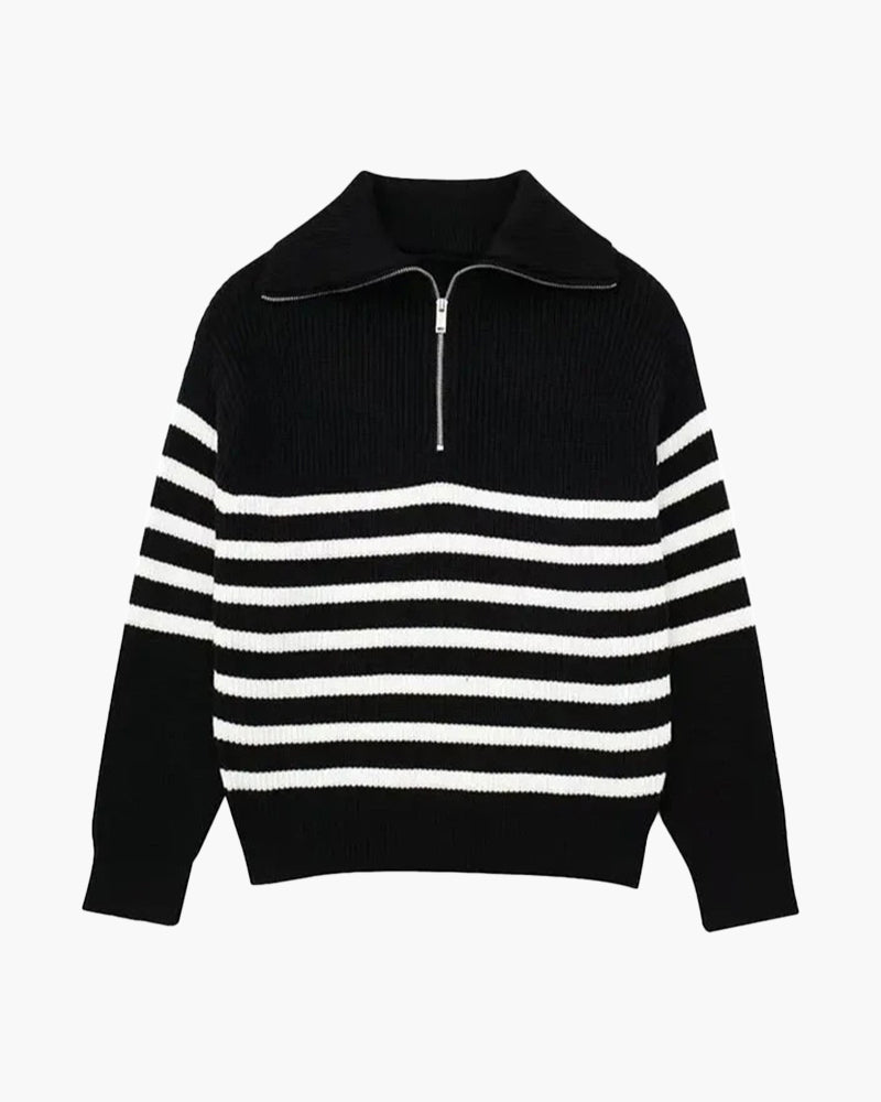 Striped Zipper Sweater