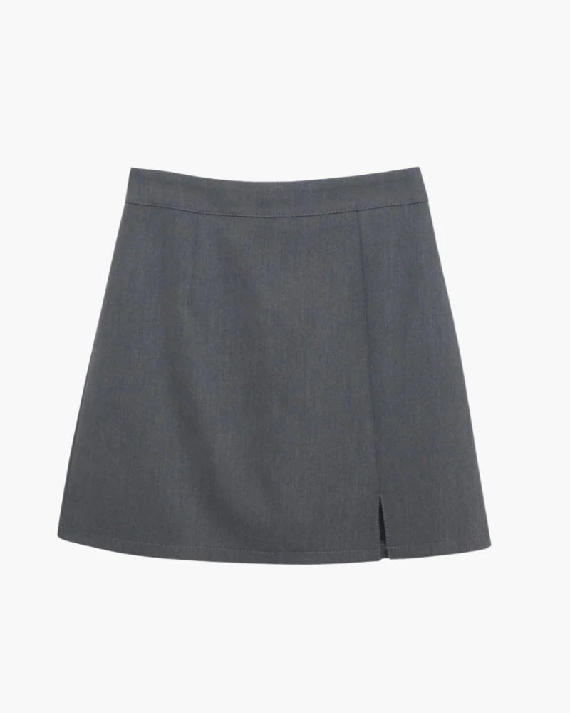 Straight mini Oxford skirt